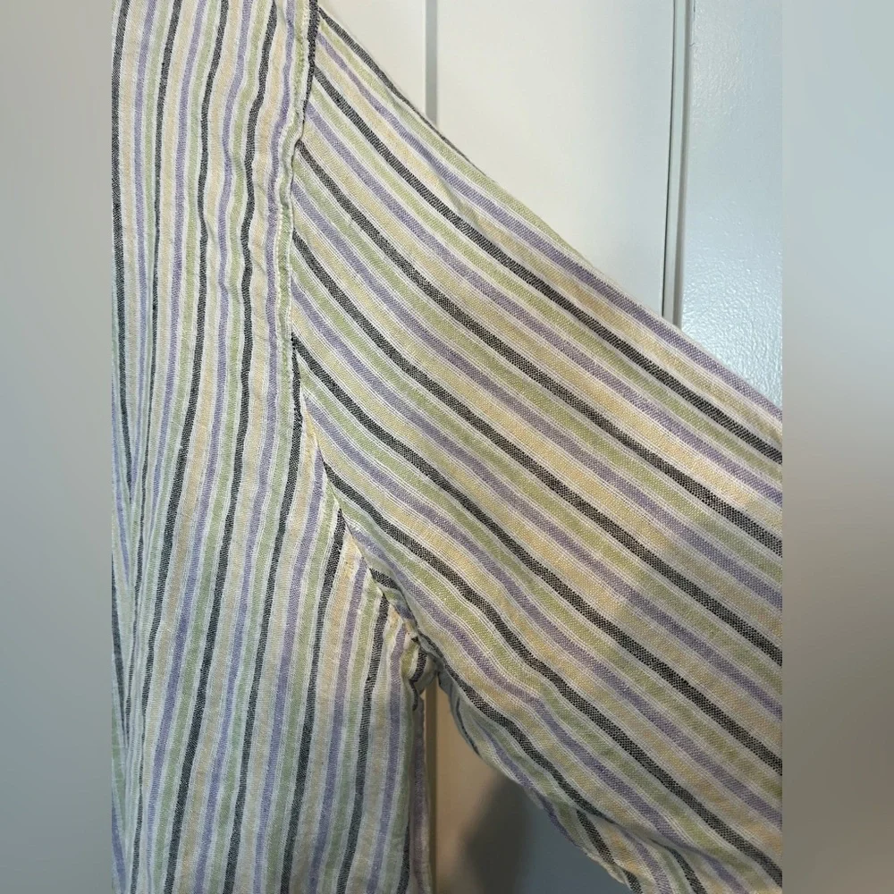FLAX by JEANNE ENGELHART 100% Linen Striped VINTAGE Tunin Top Dress Sz L - Picture 4 of 9